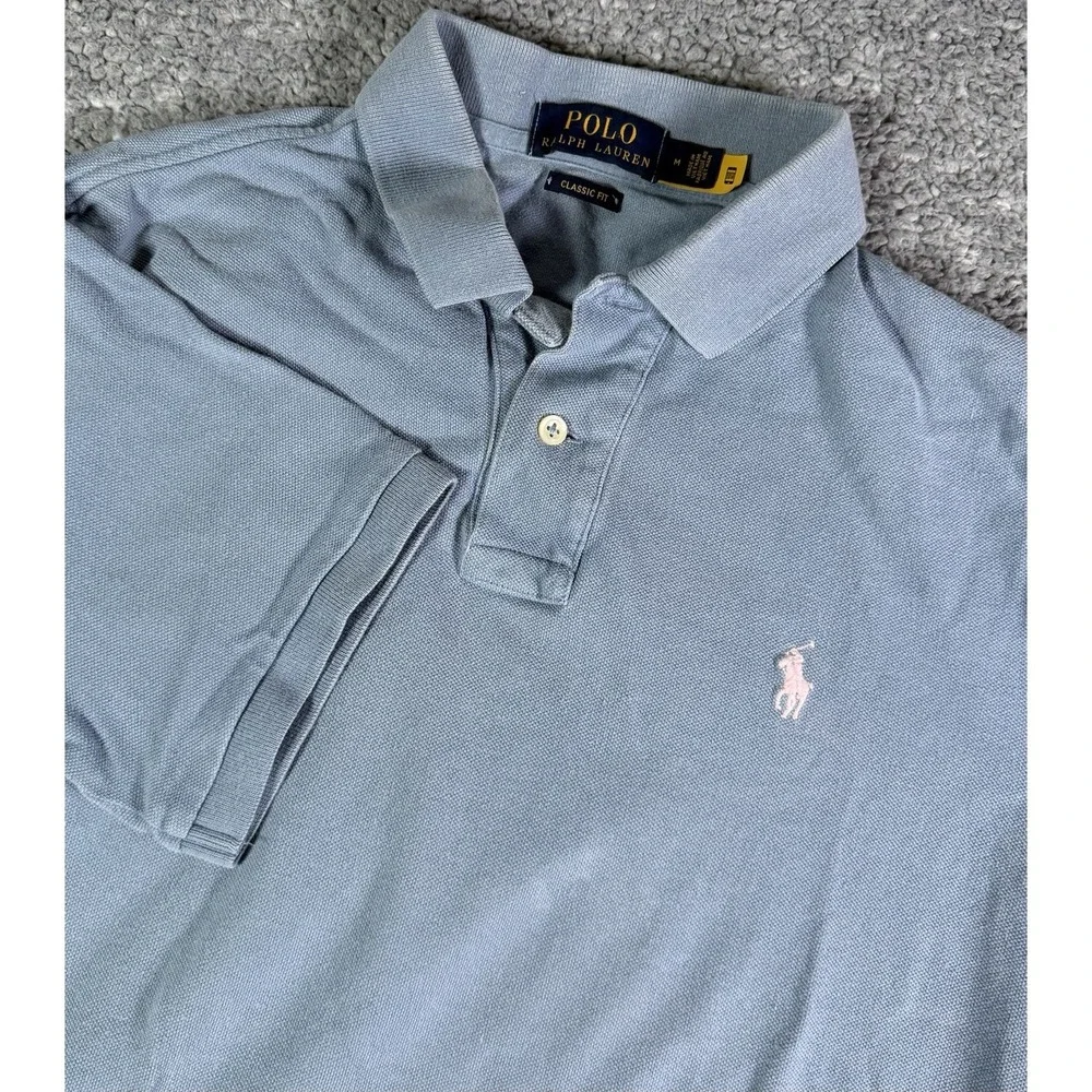 Polo Ralph Lauren Mens M Polo Shirt Blue Cotton Short Sleeve Classic Fit Preppy